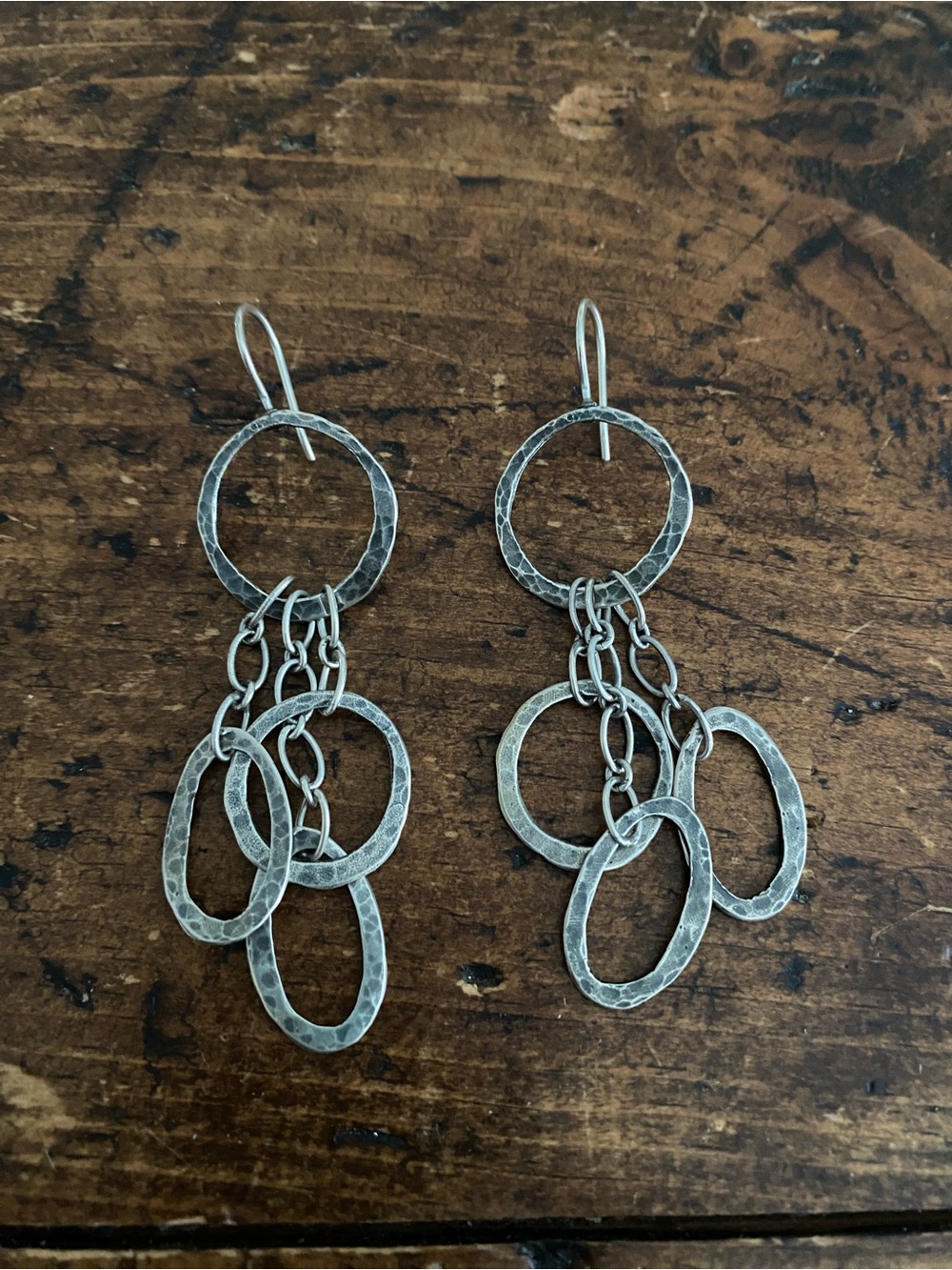 Silpada Sterling 925 Silver Hammered Circles Dangle Earrings W1664 - .28